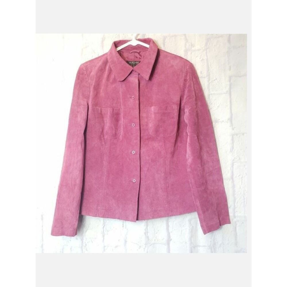 CLOTHES BY REVUE Suede Leather Button Front Shacket Jacket